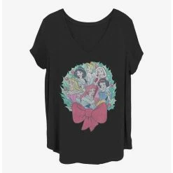 Promo 😉 Disney Princesses Holiday Wreath 👧 Girls T-Shirt Plus Size 🤩