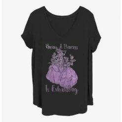 Discount 😍 Disney Princesses Exhausted 👧 Girls T-Shirt Plus Size ✔️