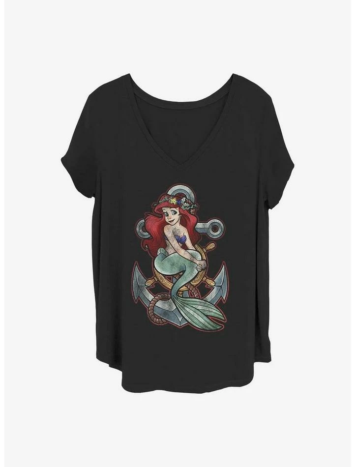 Hot Sale ❤️ Disney The Little Mermaid Anchor 👧 Girls T-Shirt Plus Size 🎉