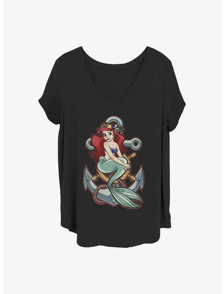 Best reviews of 💯 Disney The Little Mermaid Anchor 👧 Girls T-Shirt Plus Size 🥰