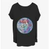 Wholesale ✨ Disney The Little Mermaid Ariel Stained Glass 👧 Girls T-Shirt Plus Size 🧨