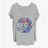 Promo 👍 Disney The Little Mermaid Ariel Stained Glass 👧 Girls T-Shirt Plus Size 😀