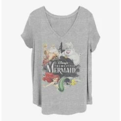 Best Sale ❤️ Disney The Little Mermaid Watercolor Mermaid 👧 Girls T-Shirt Plus Size 🤩