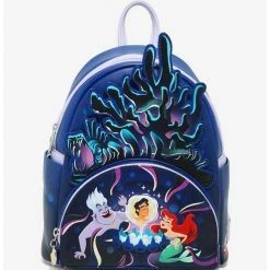 Brand new 🧨 Loungefly Disney The Little Mermaid Glow-In-The-Dark Lair Mini 🎒 Backpack ✔️
