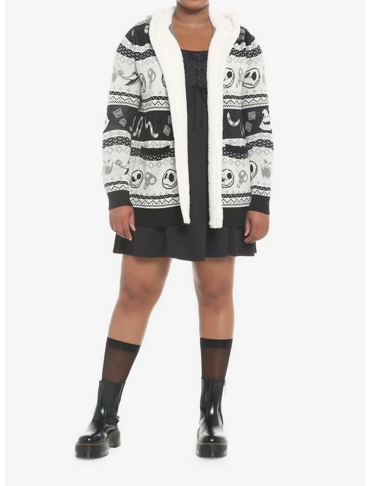 Cheapest 🔔 The Nightmare Before 🎄 Christmas Fair Isle 👧 Girls Sherpa Cardigan Plus Size 💯 - Image 2