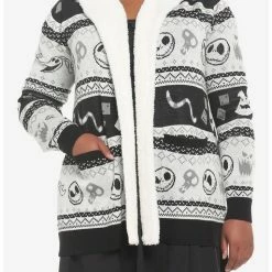 Cheapest 🔔 The Nightmare Before 🎄 Christmas Fair Isle 👧 Girls Sherpa Cardigan Plus Size 💯