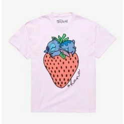 Flash Sale ❤️ Disney Stitch Strawberry Ohana Boyfriend Fit 👧 Girls T-Shirt ✔️