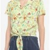 Top 10 🎉 Disney Winnie The Pooh Cottagecore Floral Tie-Front 👧 Girls Woven Button-Up ⌛