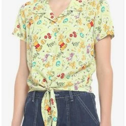 Top 10 🎉 Disney Winnie The Pooh Cottagecore Floral Tie-Front 👧 Girls Woven Button-Up ⌛