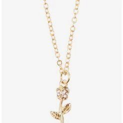 Coupon 🔥 Disney Beauty And The Beast Gold Rose Necklace 👍
