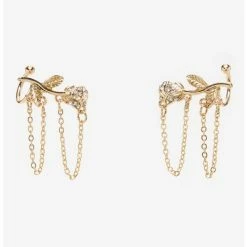 Promo ❤️ Disney Beauty And The Beast Rose Chain Stud Earrings ❤️