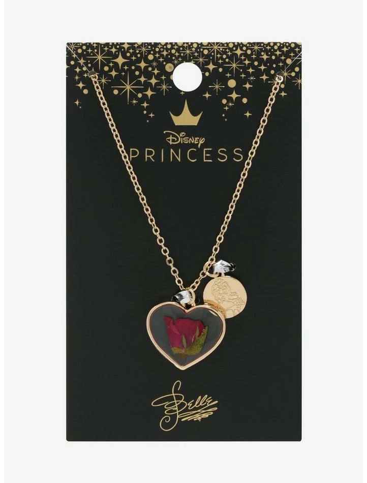 Cheap ⭐ Disney Beauty And The Beast Heart Pressed Flower Necklace ⭐ - Image 3