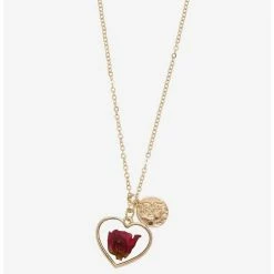 Cheap β Disney Beauty And The Beast Heart Pressed Flower Necklace β
