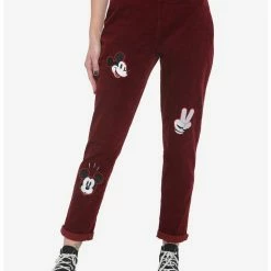 Deals โ๏ธ Disney Mickey Mouse Embroidered Corduroy Mom Pants ๐
