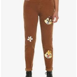 Best Pirce 🔔 Disney Chip 'N' Dale Embroidered Corduroy Mom 👖 Jeans 🥰
