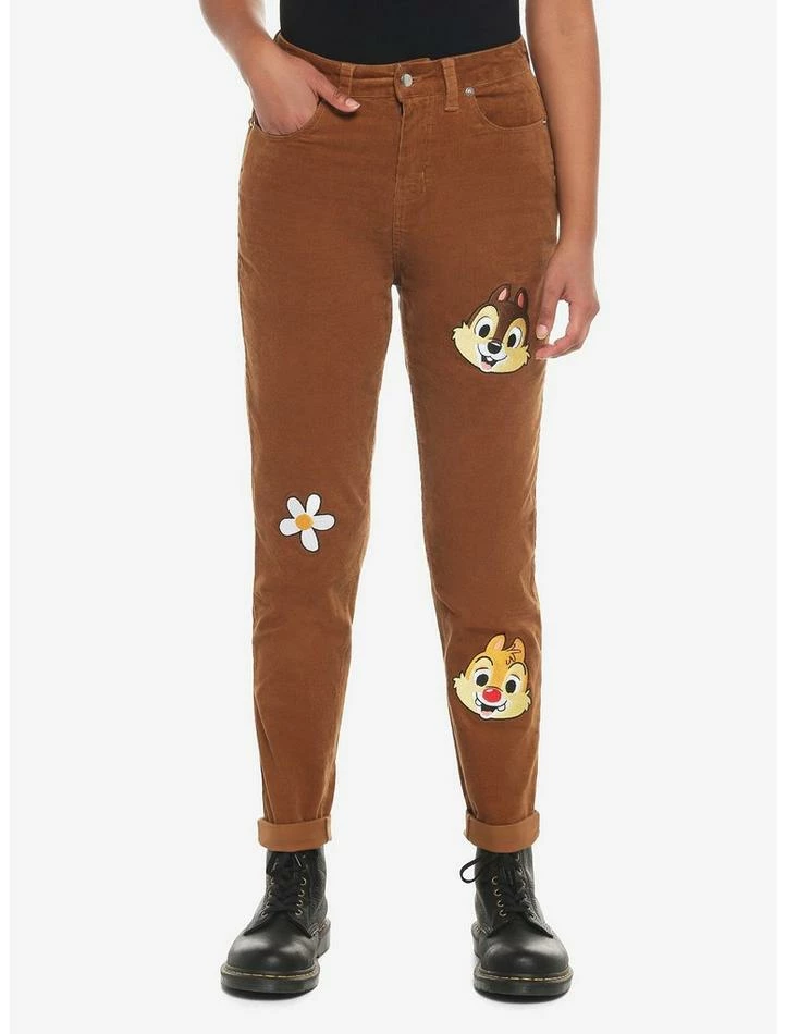 Best Pirce 🔔 Disney Chip 'N' Dale Embroidered Corduroy Mom 👖 Jeans 🥰