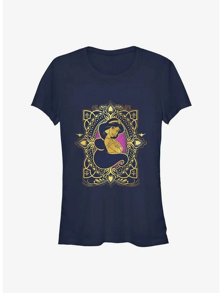 Cheap ๐ Disney Aladdin Jasmine Badge 30th Anniversary ๐ง Girls T-Shirt โค๏ธ