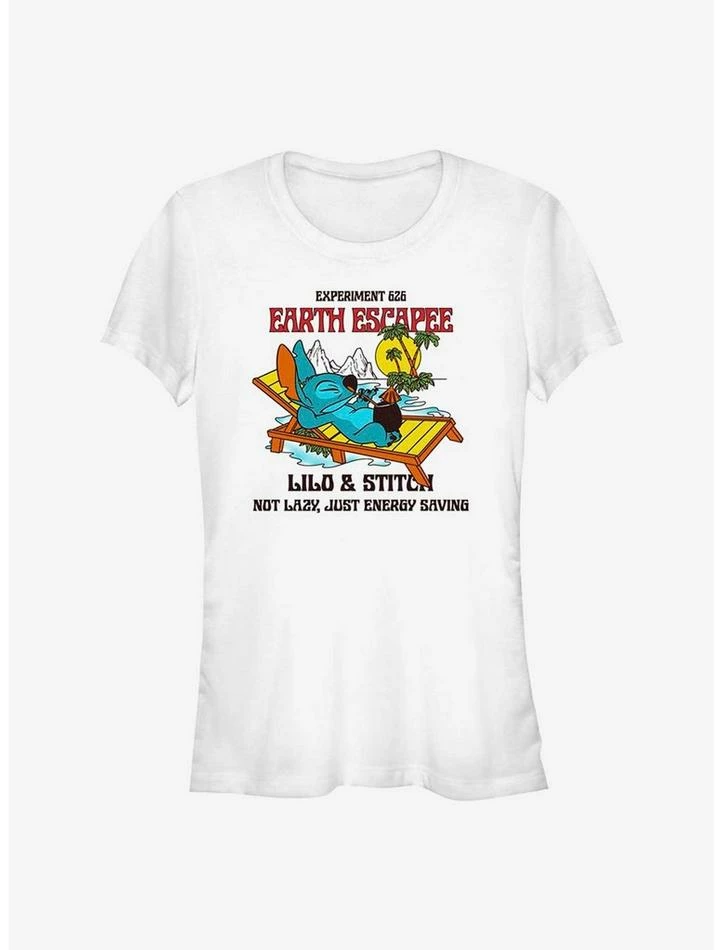 New ⭐ Dsny Lilo Stch Lazy Stitch Back 👧 Girls T-Shirt 😉