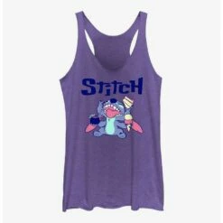 Hot Sale 🎁 Dsny Lilo Stch Stitch Eat 👧 Girls Raw Edge Tank 👍