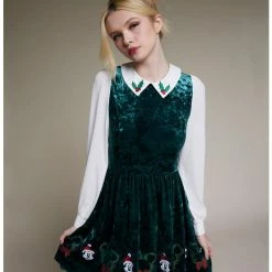Wholesale 🎉 Her Universe Disney Holiday Velvet Long-Sleeve 👗 Dress 😉