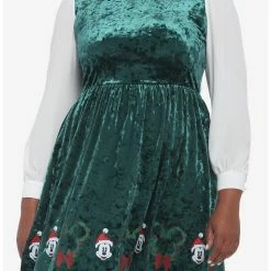 Budget 😉 Her Universe Disney Holiday Velvet Long-Sleeve 👗 Dress Plus Size 🎉