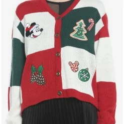 New 🔔 Her Universe Disney Holiday Mickey Mouse Patchwork 👧 Girls Cardigan 🎉