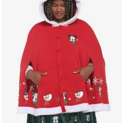 Best Sale 🛒 Her Universe Disney Holiday Mickey Mouse Hooded 👧 Girls Cape Plus Size ⌛