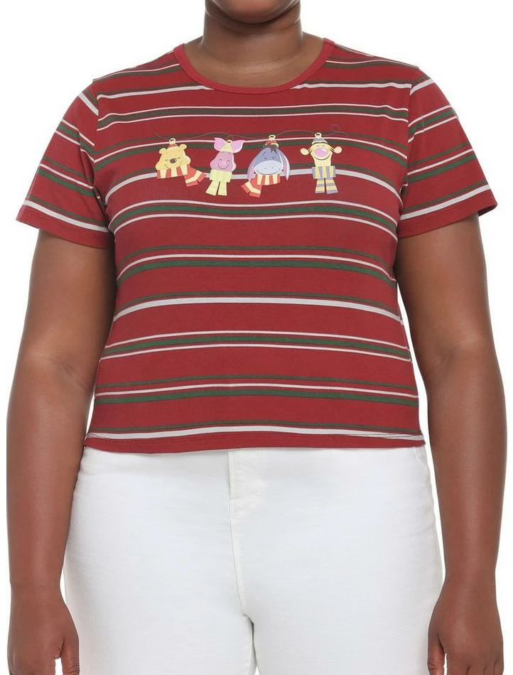 Budget ✔️ Her Universe Disney Holiday Winnie The Pooh Festive Lights Stripe 👧 Girls Baby T-Shirt Plus Size 👏