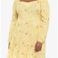 Best Sale ๐ฅ Disney Beauty And The Beast Floral Long-Sleeve ๐ Dress Plus Size ๐