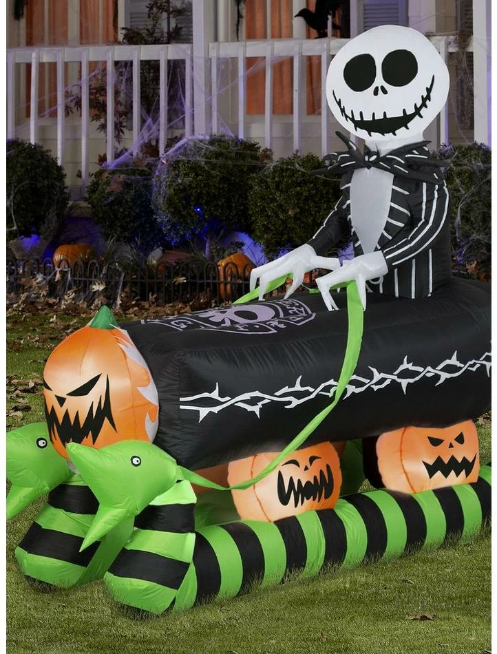 Hot Sale ๐งจ The Nightmare Before ๐ Christmas Jack Skellington On Coffin Sleigh Airblown โ - Image 2