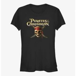 Best Pirce 🔥 Disney Pirates of the Caribbean Skull Cross Logo 👧 Girls T-Shirt ❤️