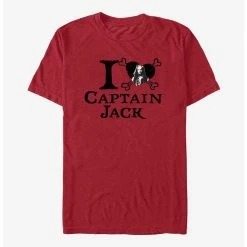 Hot Sale 🔔 Disney Pirates of the Caribbean I Love Captain Jack T-Shirt 🔔
