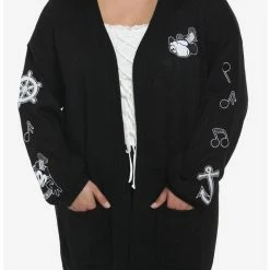 Best Sale 😉 Disney Steamboat Willie Icons 👧 Girls Open Cardigan Plus Size 🔔