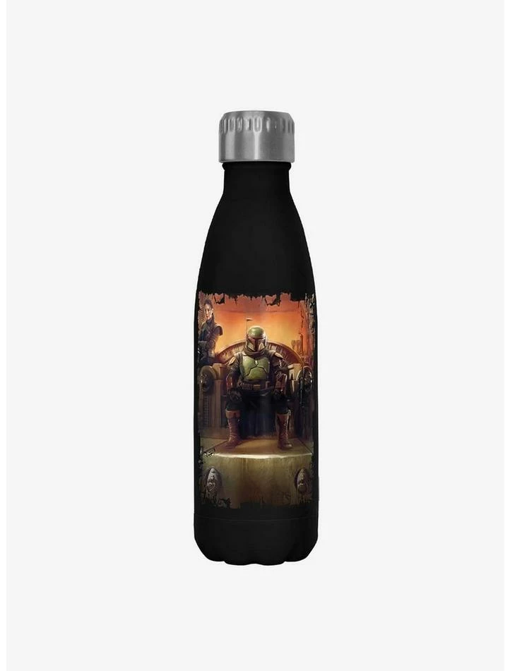 Deals 😍 Star Wars The Book of Boba Fett Boba Painterly Throne Black Stainless Steel Water Bottle 🥰