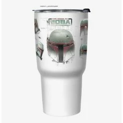 Wholesale 💯 Star Wars The Book of Boba Fett Helmet Schematics White Stainless Steel Travel Mug 👏