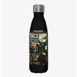 Hot Sale 🤩 Star Wars The Book of Boba Fett Bounty Buddies Black Stainless Steel Water Bottle 😉