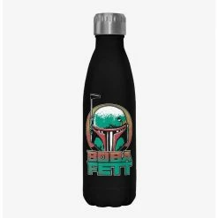 Best deal 💯 Star Wars The Book of Boba Fett Helmet Circle Black Stainless Steel Water Bottle 😀