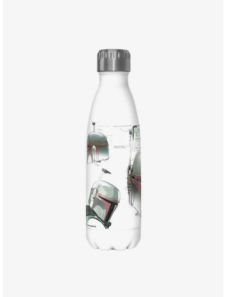 Best Pirce 🛒 Star Wars The Book of Boba Fett Helmet Schematics White Stainless Steel Water Bottle ✔️