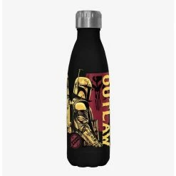 Best Pirce 🥰 Star Wars The Book of Boba Fett Outlaw Boba Fett Black Stainless Steel Water Bottle ✔️