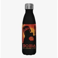 Wholesale 👏 Star Wars The Book of Boba Fett Poster Boba Fett Black Stainless Steel Water Bottle 😉