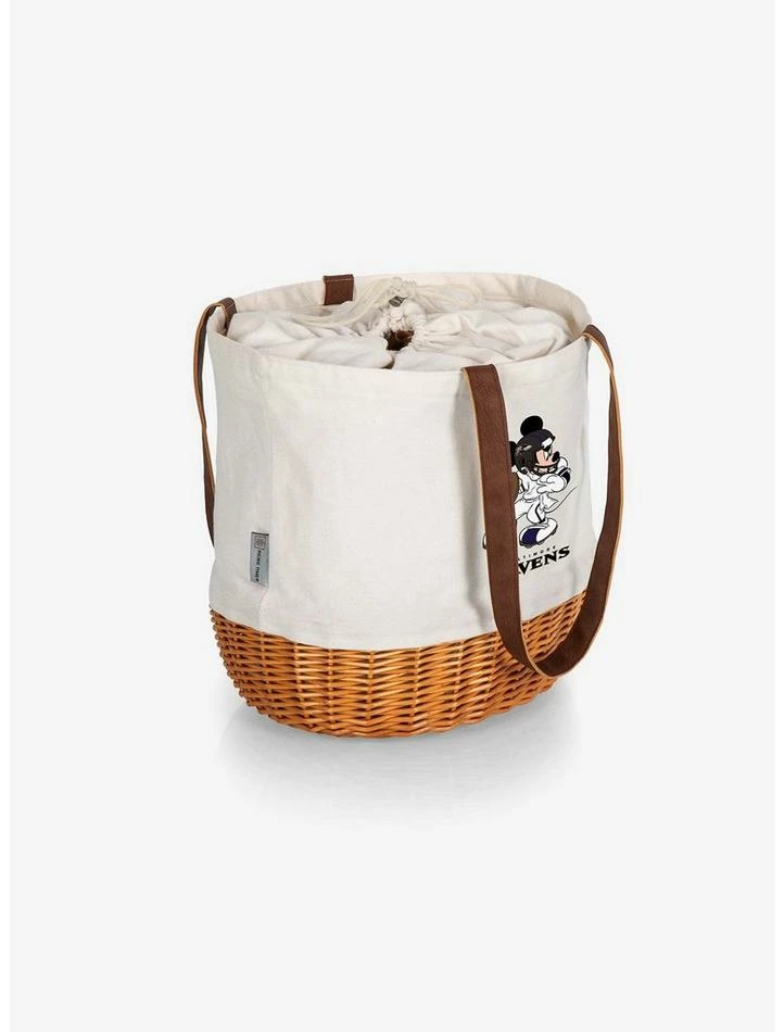 Best Sale ❤️ Disney Mickey Mouse NFL Baltimore Ravens Canvas Willow Basket Tote 🎉 - Image 2