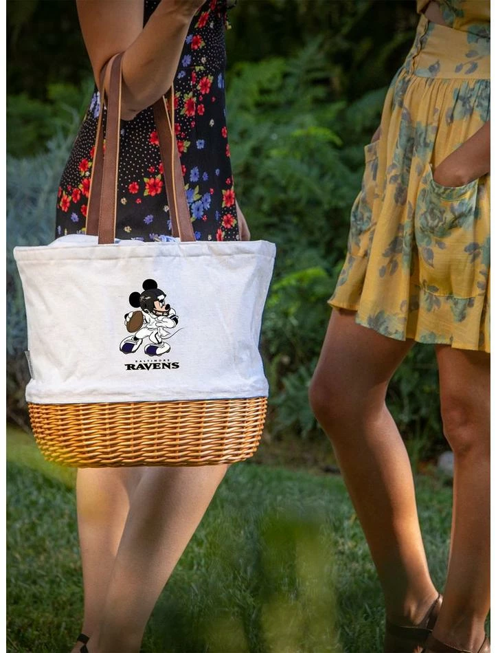 Best Sale ❤️ Disney Mickey Mouse NFL Baltimore Ravens Canvas Willow Basket Tote 🎉 - Image 4