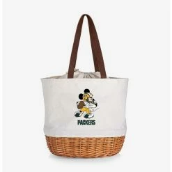 Discount โค๏ธ Disney Mickey Mouse NFL Green Bay Packers Canvas Willow Basket Tote โ