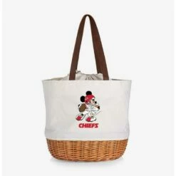 Promo 🛒 Disney Mickey Mouse NFL Kansas City Chiefs Canvas Willow Basket Tote 🛒