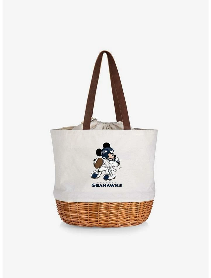 Promo ✨ Disney Mickey Mouse NFL Seattle Seahawks Canvas Willow Basket Tote 🌟