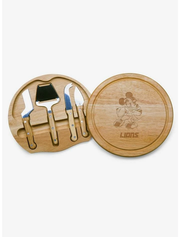 Promo 👍 Disney Mickey Mouse NFL DET Lions Circo Cheese Cutting Board & Tools Set 🎉