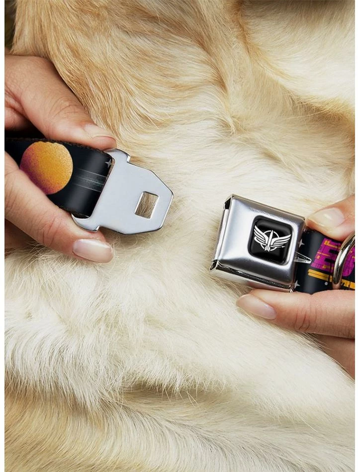 Hot Sale 🎉 Disney Pixar Lightyear Mission Patches Collage Black Seatbelt Buckle 🐕 Dog Collar 🔔 - Image 2