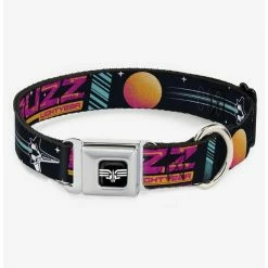 Hot Sale 🎉 Disney Pixar Lightyear Mission Patches Collage Black Seatbelt Buckle 🐕 Dog Collar 🔔