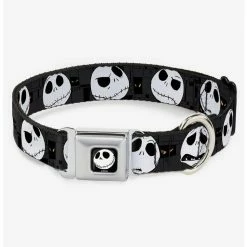Outlet ⌛ Disney Nightmare Before 🎅 Christmas Jack Expressions Seatbelt Buckle 🐕 Dog Collar 💯