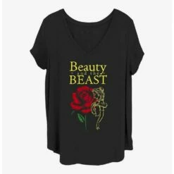 Hot Sale 🔔 Disney Beauty and the Beast Belle Rose 👧 Girls T-Shirt Plus Size 🔔